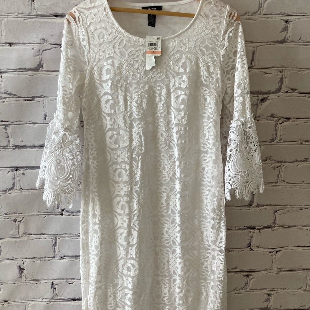 Alfani White Lace Boho Dress NWT